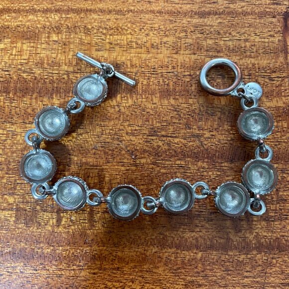 Ann Taylor Loft Rhinestone Silver-tone Toggle Clasp Statement Bracelet - Picture 7 of 8